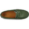 Grainy Leather Penny Moccasins, Green - Slip Ons - 5