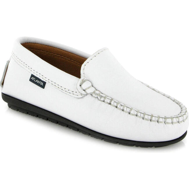 Smooth Leather Plain Moccasins, White