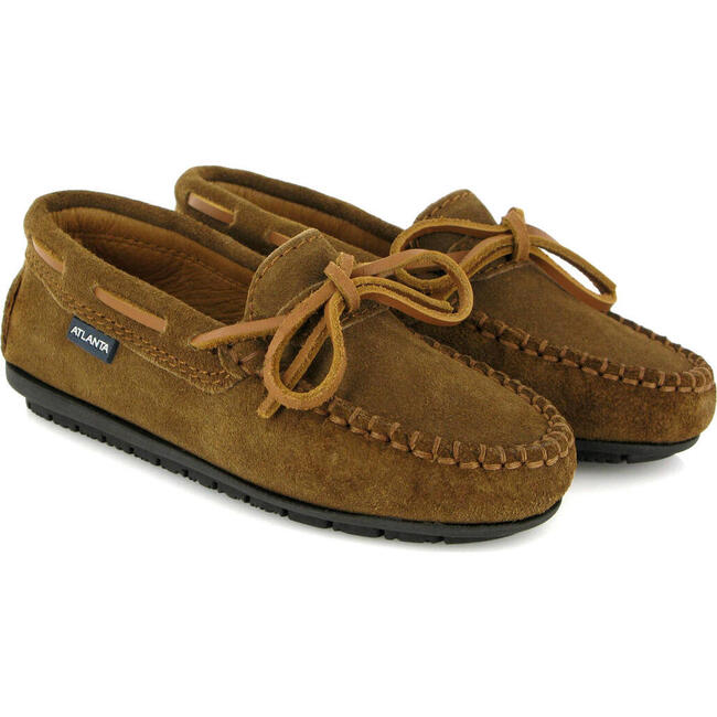 Suede Leather Laces Moccasins, Camel - Slip Ons - 3