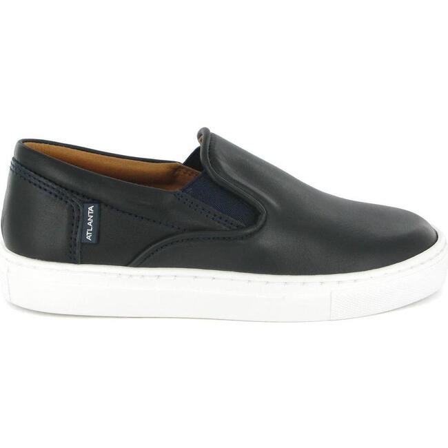 Smooth Leather Slip On Sneaker, Navy Blue - Sneakers - 1 - zoom