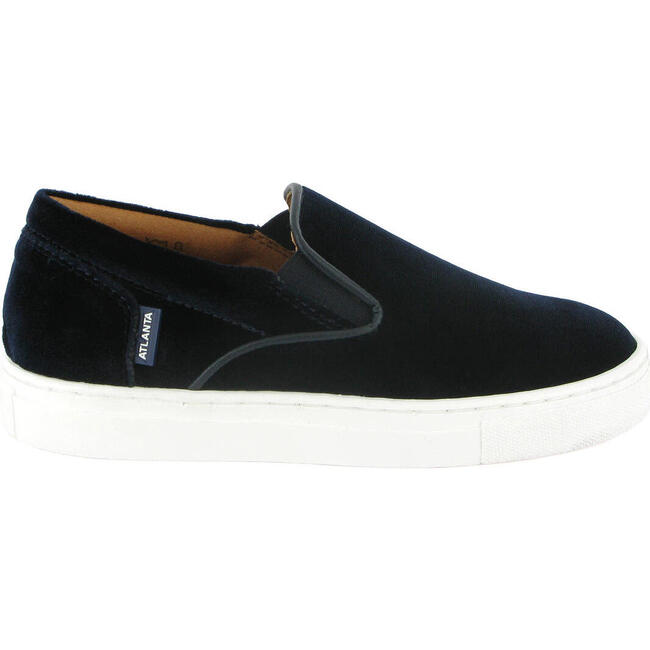 Velvet Leather Slip On Sneaker, Navy Blue
