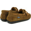 Suede Leather Laces Moccasins, Camel - Slip Ons - 4 - thumbnail