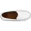 Smooth Leather Plain Moccasins, White - Slip Ons - 5