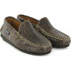 Printed Leather Plain Moccasins, Brown - Slip Ons - 3