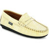 Grainy Leather Penny Moccasins, Yellow - Slip Ons - 2
