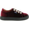 Velvet Slip On Sneaker, Burgundy - Sneakers - 1 - thumbnail