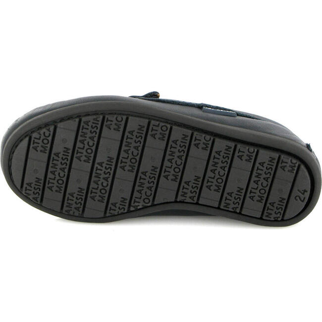 Smooth Leather Plain Moccasins, Navy Blue - Slip Ons - 5