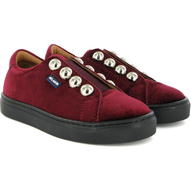 Velvet Slip On Sneaker, Burgundy - Sneakers - 3