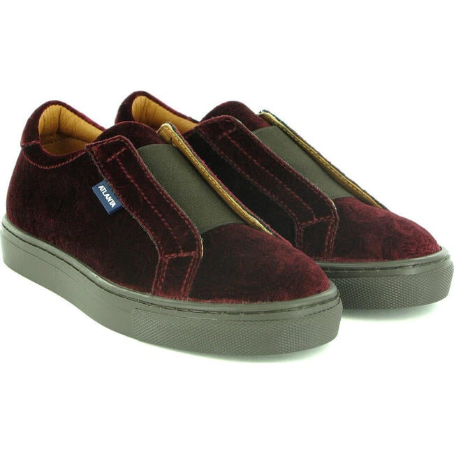 Velvet Slip On Sneaker, Burgundy - Sneakers - 3