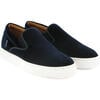 Velvet Leather Slip On Sneaker, Navy Blue - Sneakers - 3