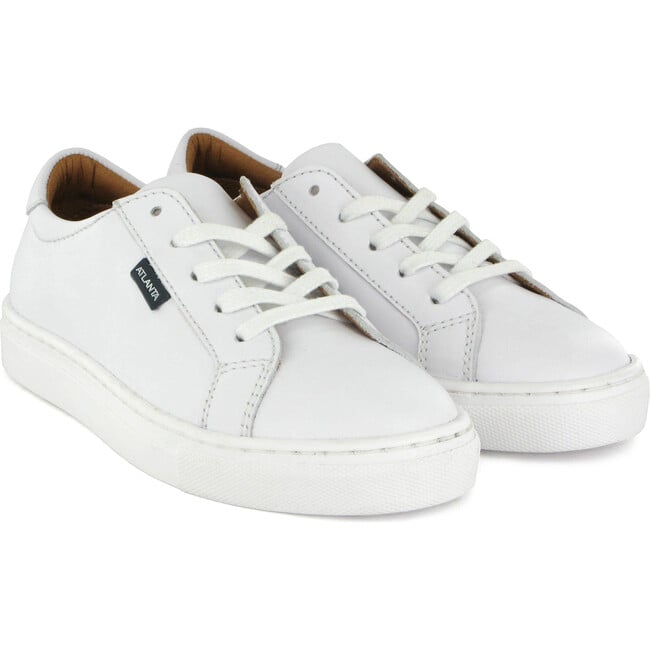 Smooth Leather Sneaker, White - Sneakers - 3