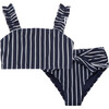 Ruched Two Piece Swimsuit, Navy - Two Pieces - 1 - thumbnail