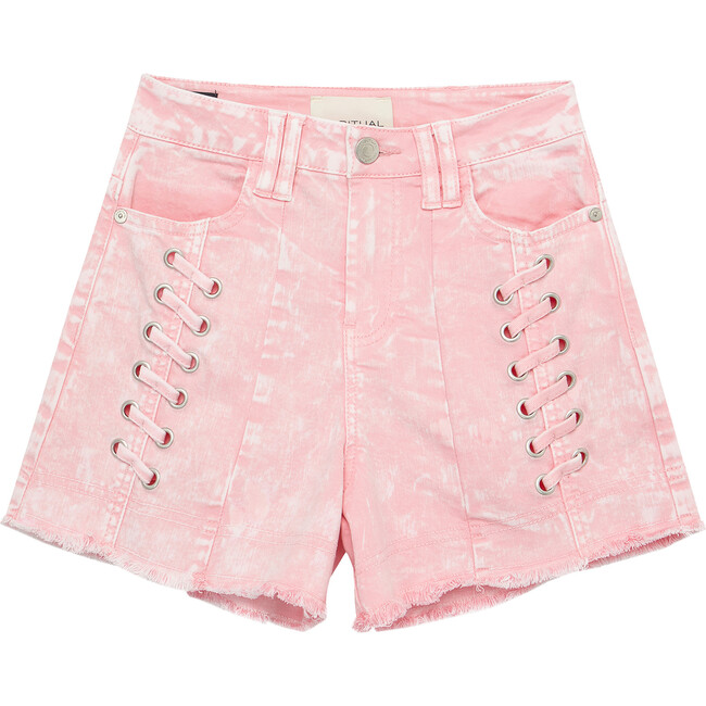 Shorts With Lace-Up Detailing, Pink