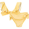 Polka Dot Two Piece Swimsuit, Yellow - Two Pieces - 1 - thumbnail