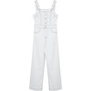 Henley Wide Leg Jumpsuit, White - Rompers - 1 - thumbnail