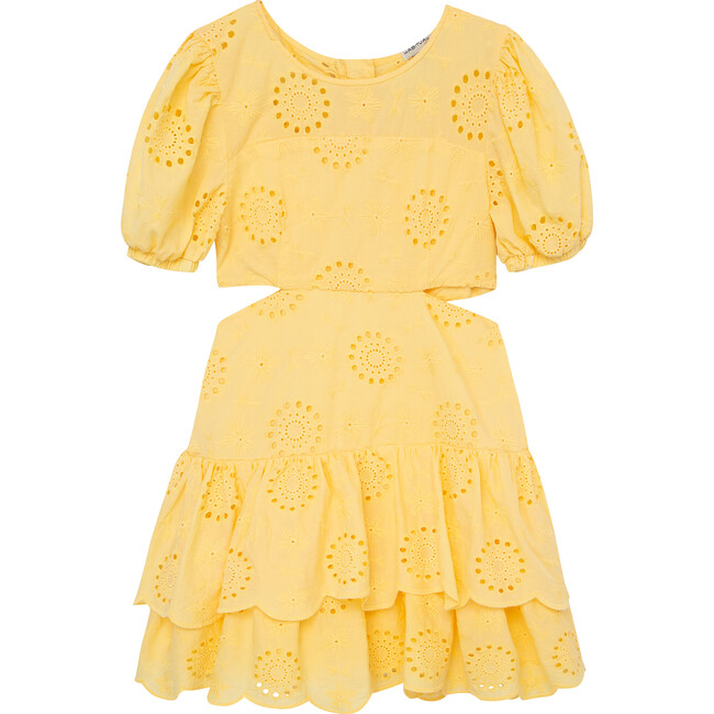Eyelet Tiered Dress, Yellow