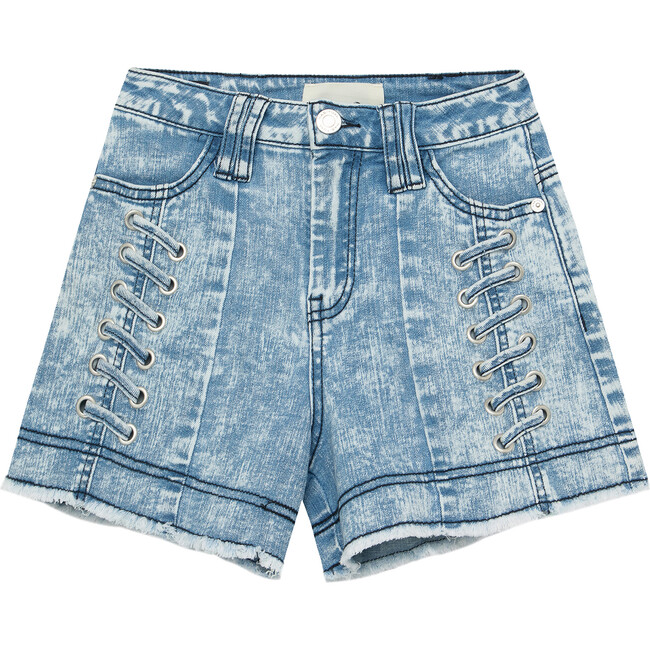 Shorts With Lace-Up Detailing, Blue