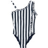Mini Ruffles One Piece Swimsuit, Navy - One Pieces - 1 - thumbnail