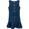 Knit Denim Flounce Dress, Indigo - Dresses - 1 - thumbnail