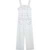 Henley Wide Leg Jumpsuit, White - Rompers - 2