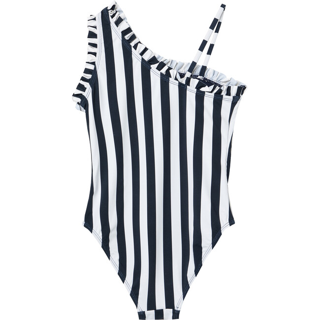 Mini Ruffles One Piece Swimsuit, Navy - One Pieces - 3