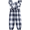 Ruffled Gingham Jumpsuit, Navy - Jumpsuits - 2
