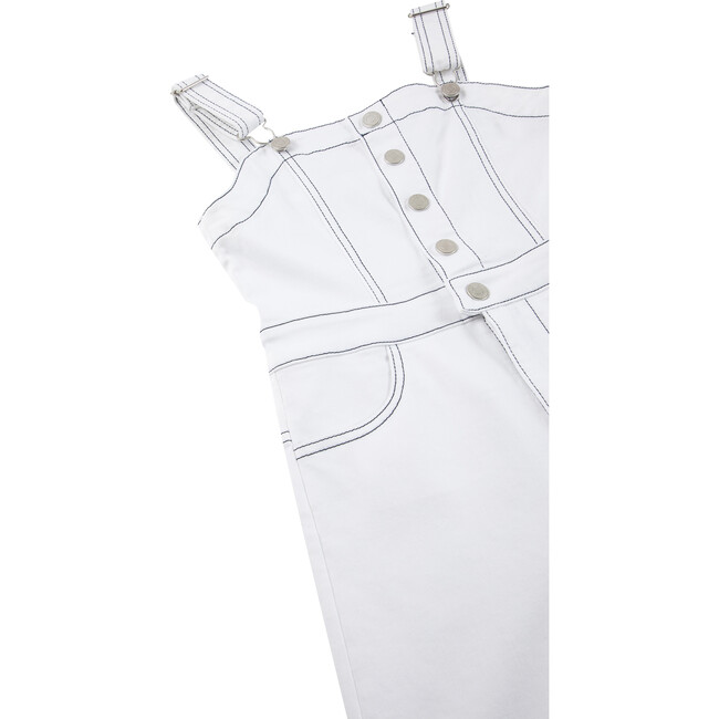 Henley Wide Leg Jumpsuit, White - Rompers - 3