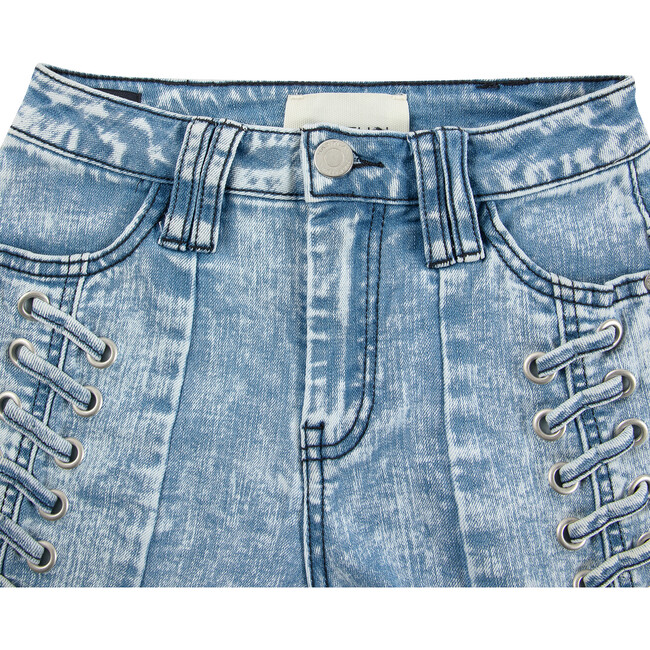 Shorts With Lace-Up Detailing, Blue - Shorts - 3