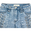 Shorts With Lace-Up Detailing, Blue - Shorts - 3