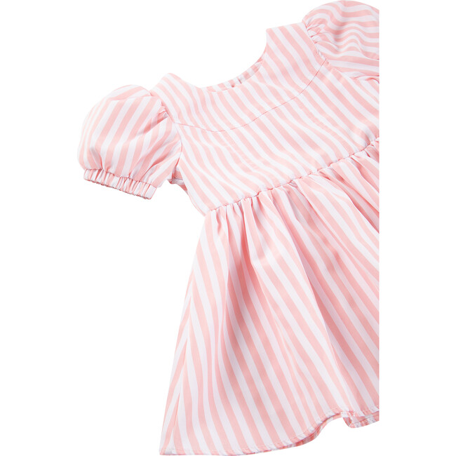 Puff Sleeve Fit & Flare Dress, Pink - Dresses - 3