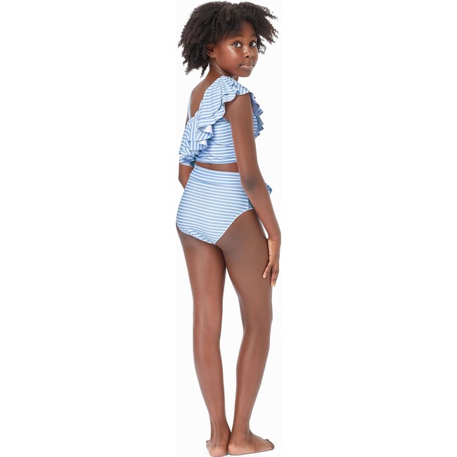 One Shoulder Two Piece Swimsuit, Blue - Two Pieces - 5