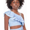 One Shoulder Two Piece Swimsuit, Blue - Two Pieces - 6
