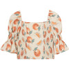 Smocked Woven Top, Print - Blouses - 1 - thumbnail