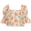 Smocked Woven Top, Print - Blouses - 4