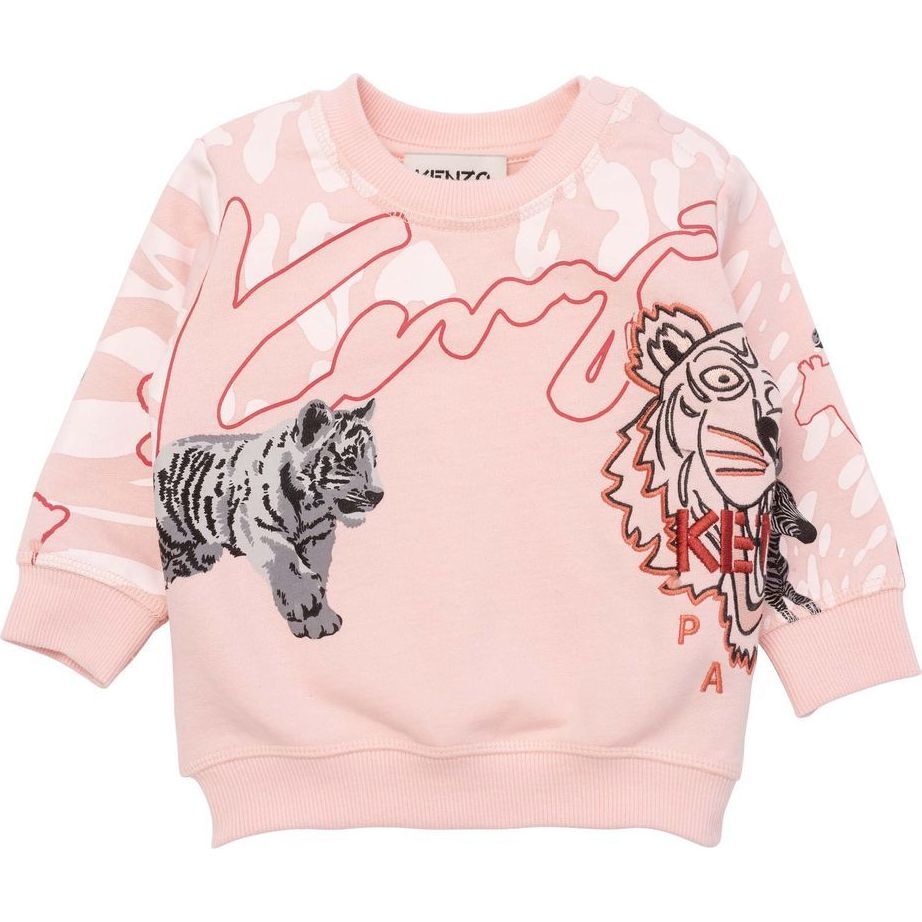 Tiger Print Sweatshirt, Pink - Sweatshirts - 1