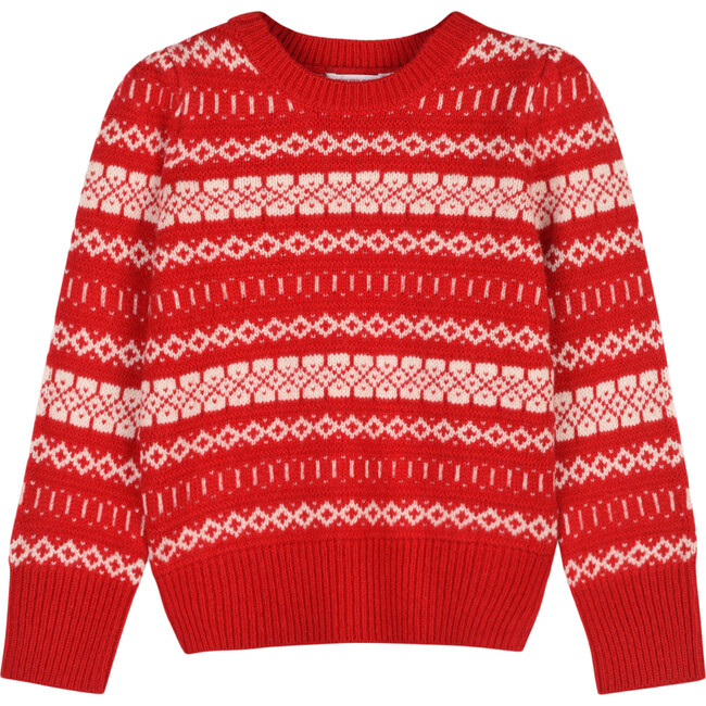 Jacquard Sweater, Red