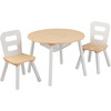 Round Storage Table and 2 Chair Set, Natural/White - Play Tables - 1 - thumbnail