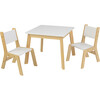 Modern Table and 2 Chair Set, White - Play Tables - 1 - thumbnail