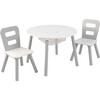 Round Storage Table and 2 Chair Set, Gray/White - Play Tables - 1 - thumbnail