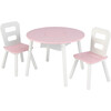 Round Storage Table and 2 Chair Set, Pink/White - Play Tables - 1 - thumbnail