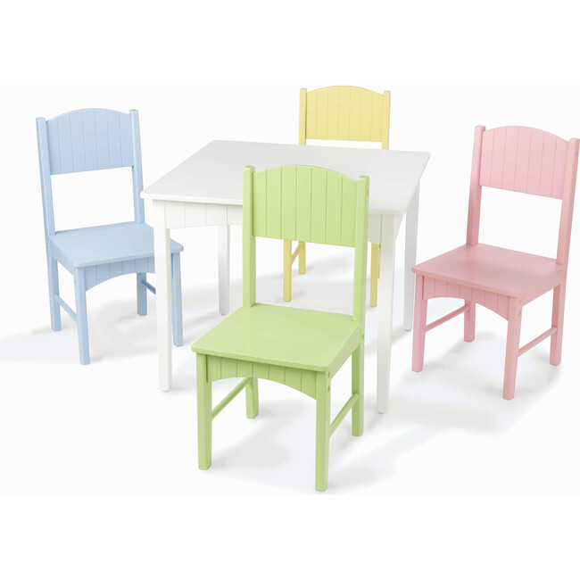 Nantucket Table and 4 Chair Set, Pastel