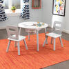 Round Storage Table and 2 Chair Set, Gray/White - Play Tables - 2