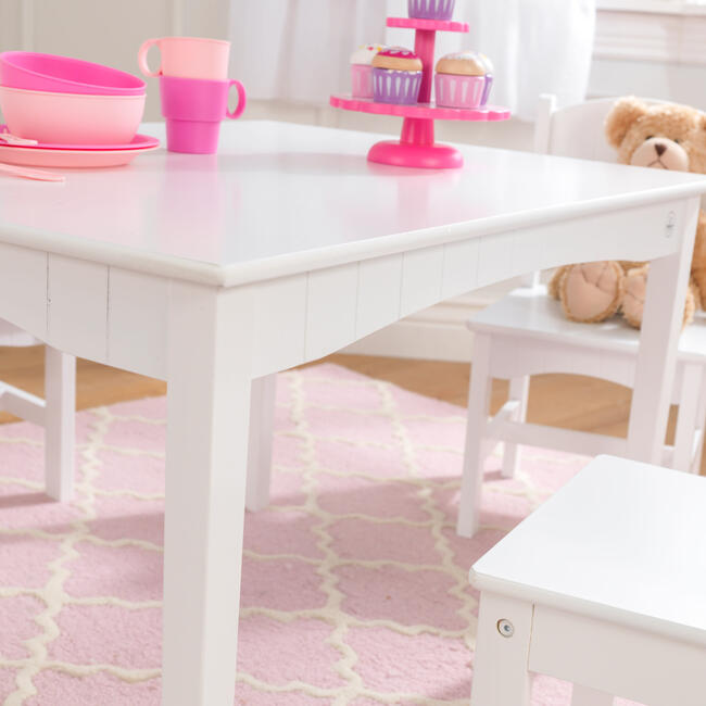 Nantucket Table with Bench and 2 Chair Set, White KidKraft Kids