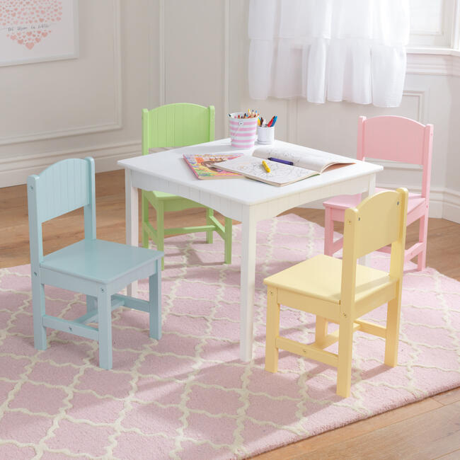 Nantucket Table and 4 Chair Set, Pastel - Play Tables - 3