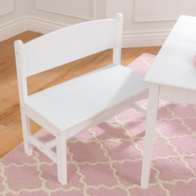 Nantucket Table with Bench and 2 Chair Set White KidKraft Kids Seating Maisonette