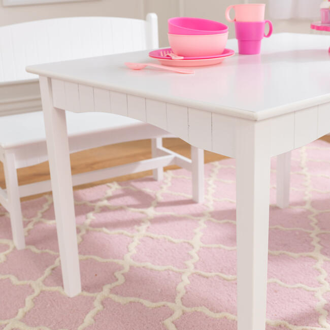 Nantucket Table with Bench and 2 Chair Set, White KidKraft Kids
