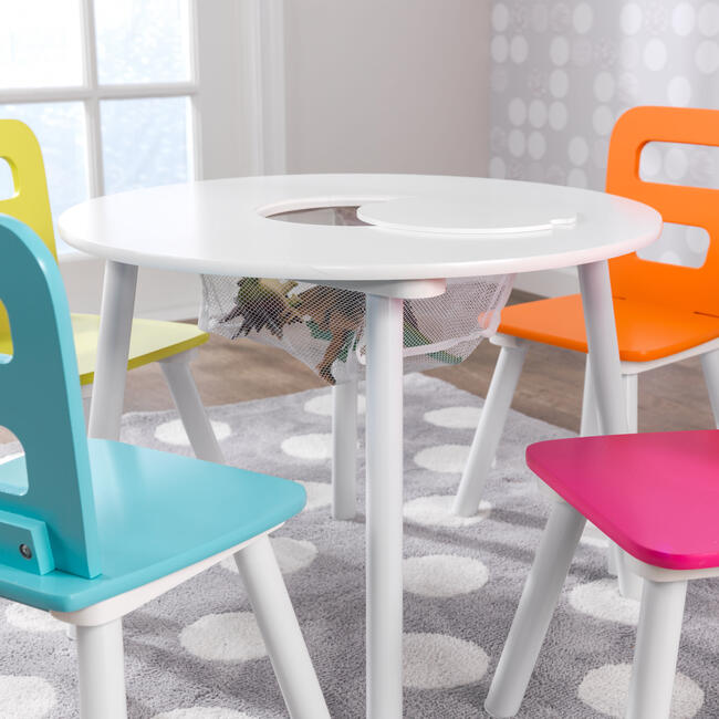 Round Storage Table and 4 Chair Set Highlighter KidKraft Kids Seating Maisonette