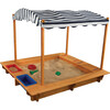 Outdoor Sandbox with Canopy, Navy/White - Outdoor Games - 1 - thumbnail