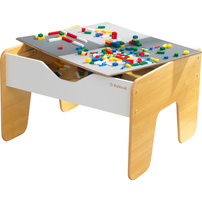 2-in-1 Activity Table with Board, Gray/Natural