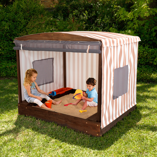 Cabana Sandbox, Beige/White Stripes - Outdoor Games - 2